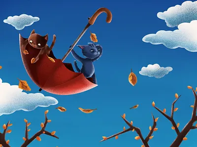Flying in an umbrella animals art artist artwork brush cartoons colors digitalart illustraion procreate
