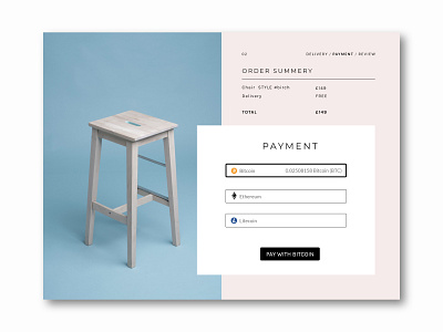 Checkout bitcoin chair checkout checkout page crypto cryptocurrency dailyui minimal scandinavian ui web design webdesign