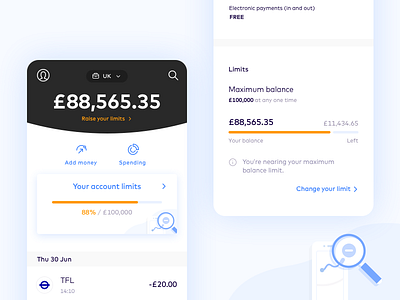 Changing limits concept app design fintech icon illustration panel settings ui ux