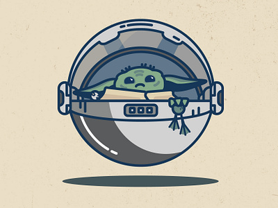 BABY YODA baby blue cradle design disney graphics gray green illustration mandalorian muted colors orb shapes space starwars tan the mandalorian tribute vector yoda