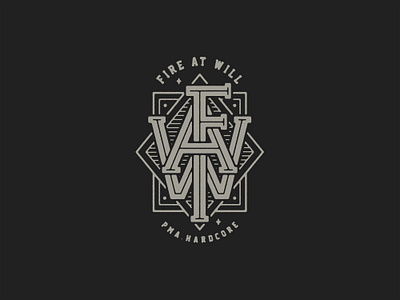 FIRE AT WILL monogram band black branding design geometric design graphic design grey icon illustration illustrator logo merch design monogram print printing symbol typography