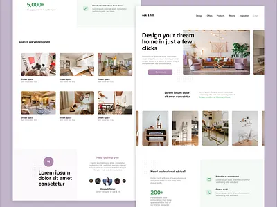 Oak & Hill Landing Page — Daily UI app app design bedroom colors dailyui dailyui 003 dashboard dashboard ui furniture home page interior design landing page landing pages living room minimal product page uidesign ux web design website design