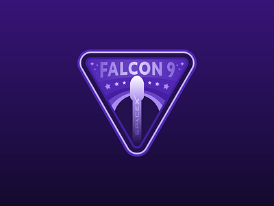 Dribbble Warm Up - Mission Patch emblem galaxy gradient icon purple rocket space stars triangle