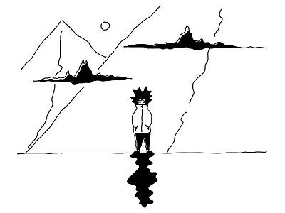 Mountain Shadows asian blackandwhite clouds illustration mountain pen shadow simple sunlight