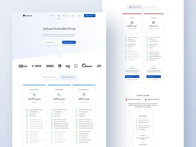 Pricing page for UpGuard brand identity clean ui cyber security cybersecurity features figma light minimal minimalism plans pricing pricing page pricing tiers saas sales subscription tabs web design webflow