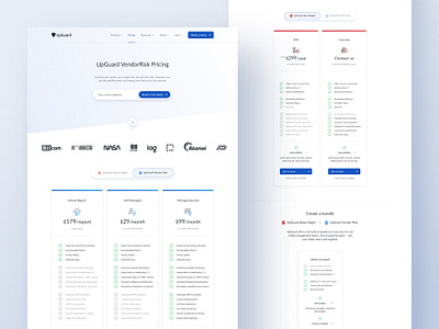 Pricing page for UpGuard brand identity clean ui cyber security cybersecurity features figma light minimal minimalism plans pricing pricing page pricing tiers saas sales subscription tabs web design webflow