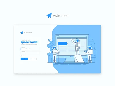 Astroneer - Login Screen brand branding design flat identity login login page login screen sign in ui ux web website website design