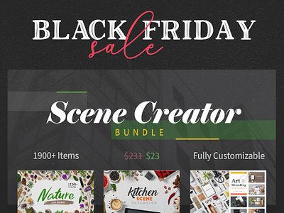 Scene Creator Bundle (90% OFF) black black friday branding bundle deal design bundle design deal discount elements flatlay isolated item mockup mockup creator sale scene creator scene generator typography