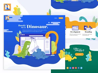Dinosaur brand branding design flat identity logo typography vector web website