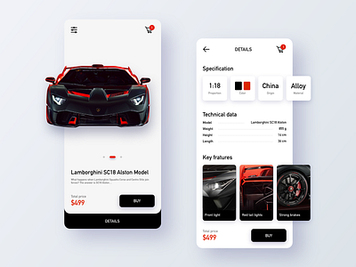 Lamborghini SC18 Alston ai app black board car card design ps red ui ux web