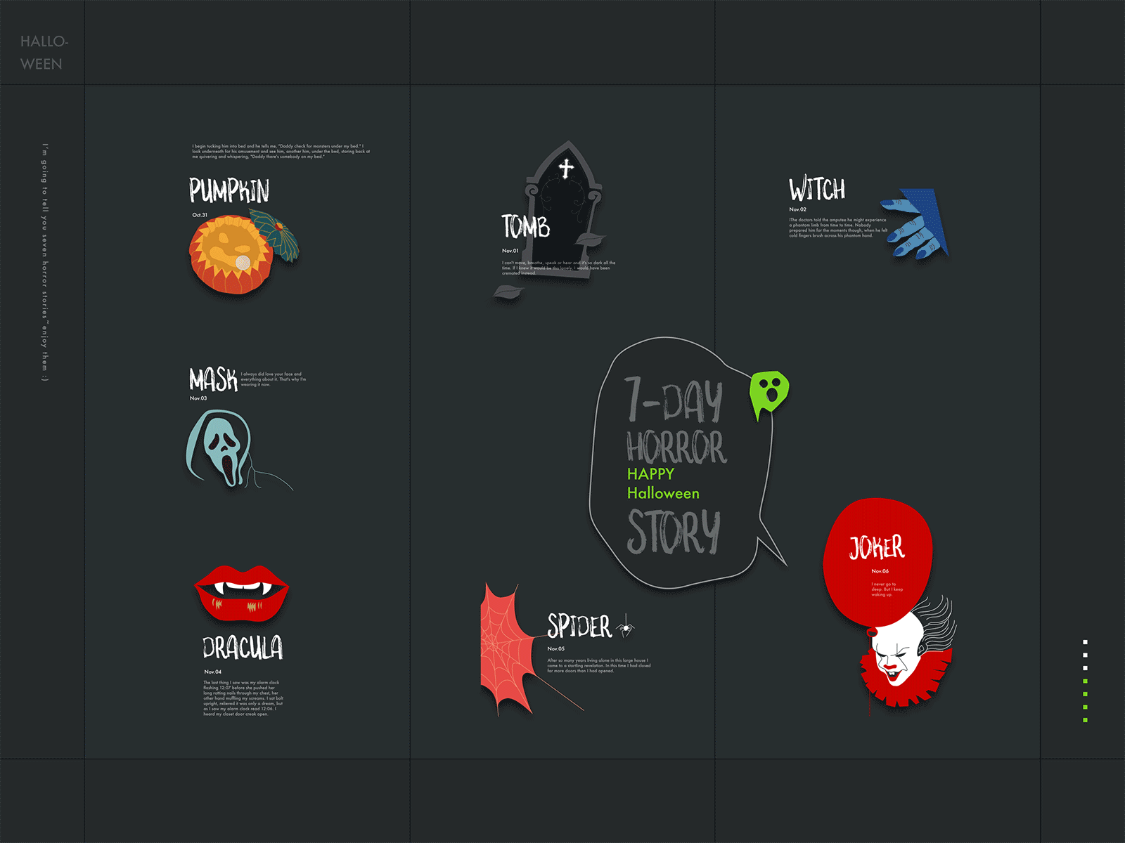 happy halloween-7 horror storys :) animation design flat illustration web