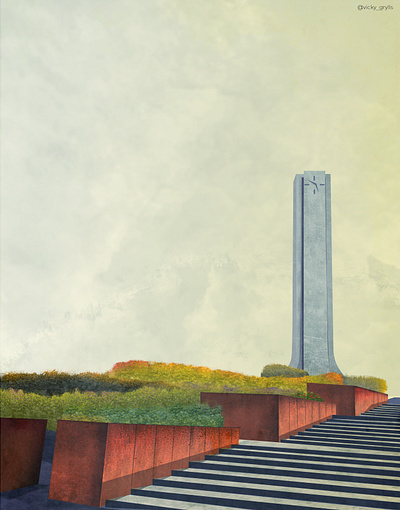 Illustration of Clock Tower art design detailing identity illustration illustrator landscape textures vector