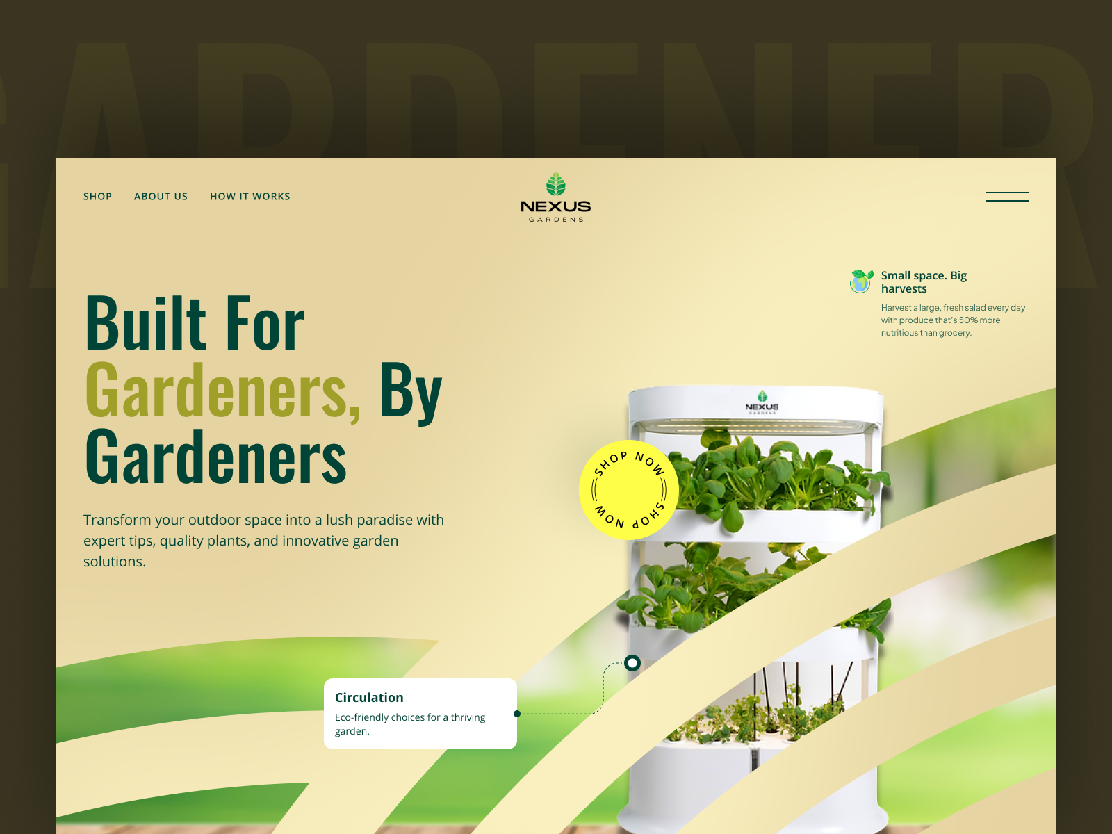 Garden Landing Page | Plant Store e commerce eco friendly garden landing page garden website gardening green harvest indoor plant marketing website nature nursery online shop plant care plant landing page plant shop plant store plant store website ui design web design worspace