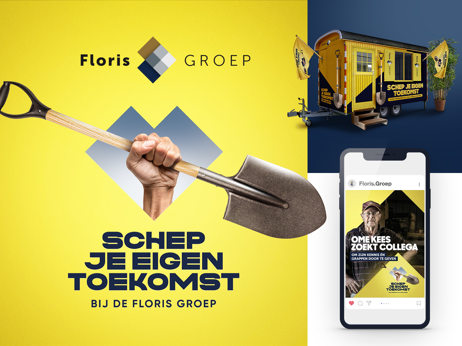 Floris Groep - Recruitment campaign Look and Feel design bouw branding campaign concept design floris floris bouwcenter floris groep floris infra floris komfoor graphic design key visual partner in de bouw sinds 1917 recruitment renovatie en bouw schep je eigen toekomst visual werving wervingscampagne wormerveer