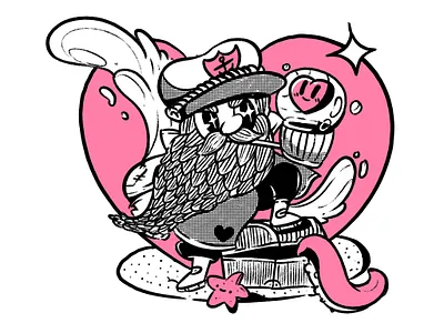 All Aboard! Capi in Love 💖🏴‍☠️ el capi heart illustration ink love oh valentino old school pirate tattoo velmost