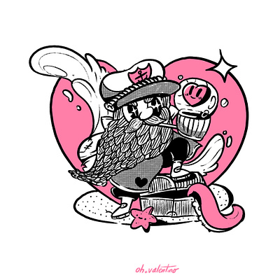 All Aboard! Capi in Love 💖🏴‍☠️ el capi heart illustration ink love oh valentino old school pirate tattoo velmost