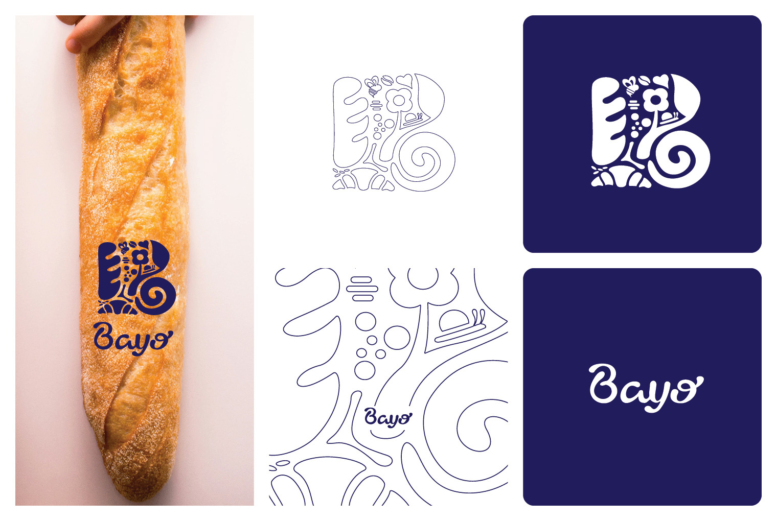 bayo abstract bakery branding brandmark doodle illustration lettering logo logotype wordmark