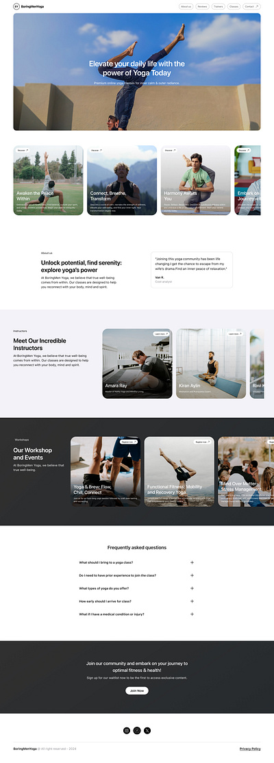 Boring Men Yoga Landing Page boringdesigns landing landingpage logo yoga