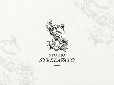 Studio Stellavato brand identity branding crest engraving etching floral graphic design hand drawn illustration logo logo design retro logo snake sophistication vector vintage vintage illustration vintage logo