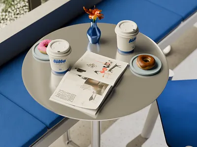 Coffee break 3d blender coffee coffee shop design donut flower illustration magazine render table