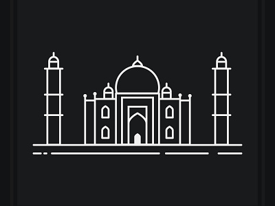 Taj Mahal building design icon illustration india line art taj mahal vector wonders