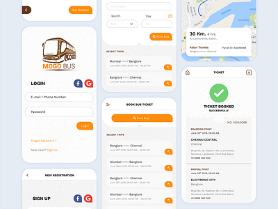 Bus Booking app app design booking bus bus booking design login mobileapp mockup photoshop signup travelling ui uidesign ux