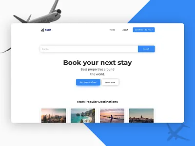 Guest - Destination & Property Booking Website ( Webflow ). booking branding design desktop destination flight holiday landing page mobile online properties reservation responsive tablet ui website