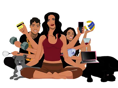 multi tasking art design hair illustration illustrator pop woman illustration