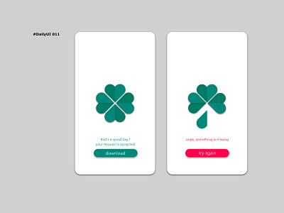 DailyUI011 clover dailyui011 download error flash message good luck lucky oops origami success try again