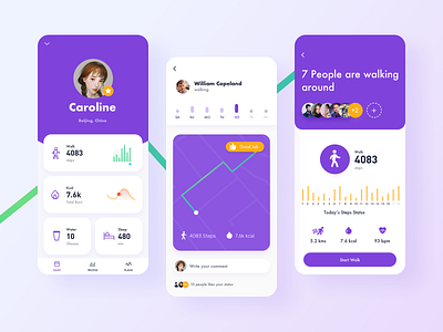 Fitness and Diet App app design flat gradient icon illustration orange purple ui ux vector