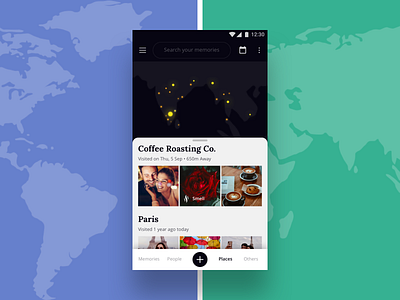 Memories of the places you visited app clean map memories places ui ux