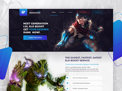 ELO boosting website dekstop design designer gaming illustration league league of legends leagueoflegends logo renders ui ui ux uidesign web website