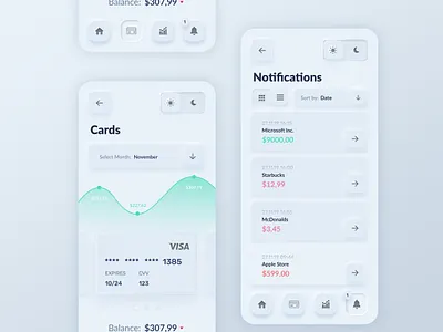 Skeuomorph Banking App Light Mode app app design application bank banking banking app best design credit card mobile mobile ui money skeumorphic skeumorphism skeuomorph skeuomorphic skeuomorphism ui ui ux ui design