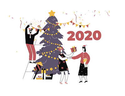 Soon/ New Year 2020 2020 adobe illustrator character flat happy illustration line art merrychristmas newyear ui