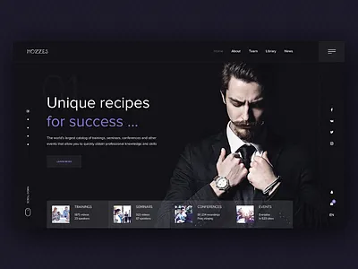 MOZZES conference cool design dark dark design dark theme design desktop desktop design event flat mainpage seminar training ui uidesign ux uxdesign web webdesign website