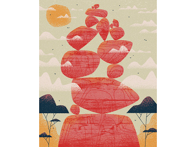 Balance balance drawing graphic illustration landscapes nature retro rock balancing rocks symmetry texture vector vintage