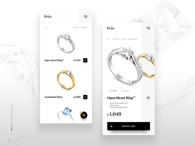 Briju Jewellery eCommerce App / Concept branding creative design digital gold jewellery ring silver typography ui uidesign user interface ux vector