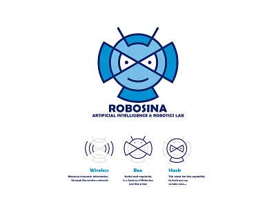Robosina logo art branding design flat icon illustration logo minimal typography vector