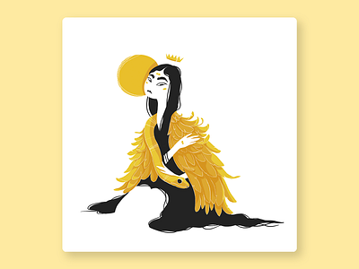 sun queen asian girl black character color crown design drawing challenge face girl hair illustration long hair mystery procreate queen snake sun wings woman yellow