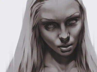 like a sculpture art beauty black cg digital fashion girl illustration painting portrait