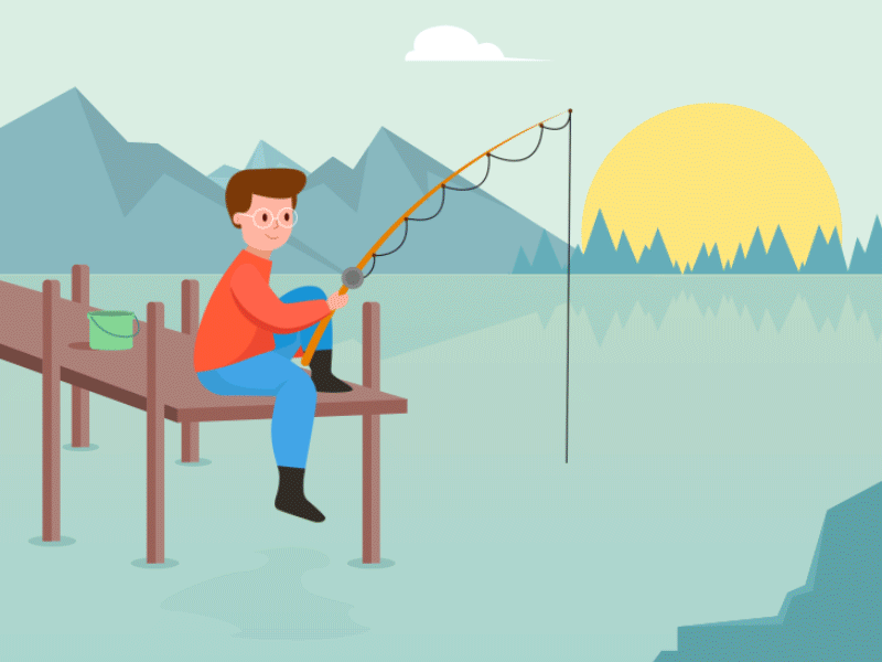 Fishing Animation - Happy & Sad, Day & Night 2d animation adobe animation adobe ilustrator affter effects animated gif animation concept design flash animation flat design illustration motion animation photoshop ui ux
