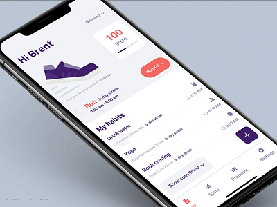 Habito Activity drink water foot steps habit tracker habito mobile app my habits ui ui design ux ux design yoga