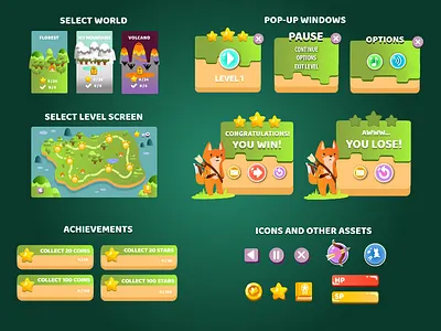 UI Design Archer Fox game ui ui uiux user interface