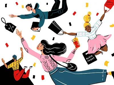 Shopping Mood Illustration artwork black friday buyers character creative illustration design design studio digital art digital illustration digital painting ecommerce graphic design graphics illustration illustration art illustrator people illustration sale shopper shopping