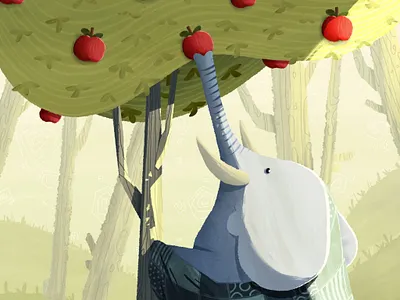 Artmash elephant / orchard / blanket animal apple artmash elephant forest illustration ipad light orchard procreate