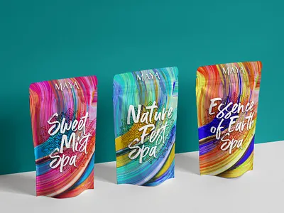 Maya Spa package 3d aqua artistic branding colorful concept design festivals identity luxury brand nature packagedesign paint spa