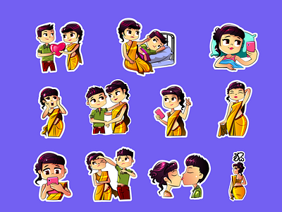 අදරේ ඔයාමයි sticker pack branding charecter design communication concept couple girls illustration love office girl sticker design stickers style ui ux vector viber viber sticker