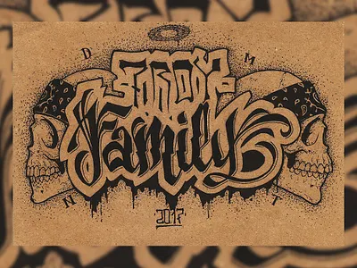 Family dots graphic head lettering letters skull troy