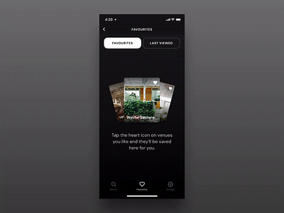 Venues | Favourites animation app favourites ios iphone like mobile ui venue venues