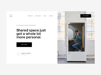 Room hero booth design home landing phone room ui ux